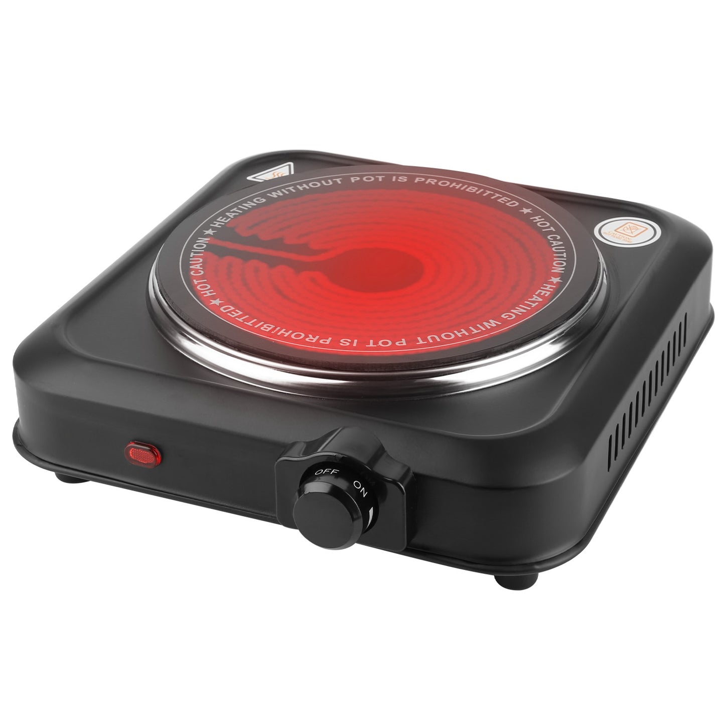 Portable Infrared Single Burner Hot Plate with 7.5in Glass Cooktop 1200W Stepless Temp Control