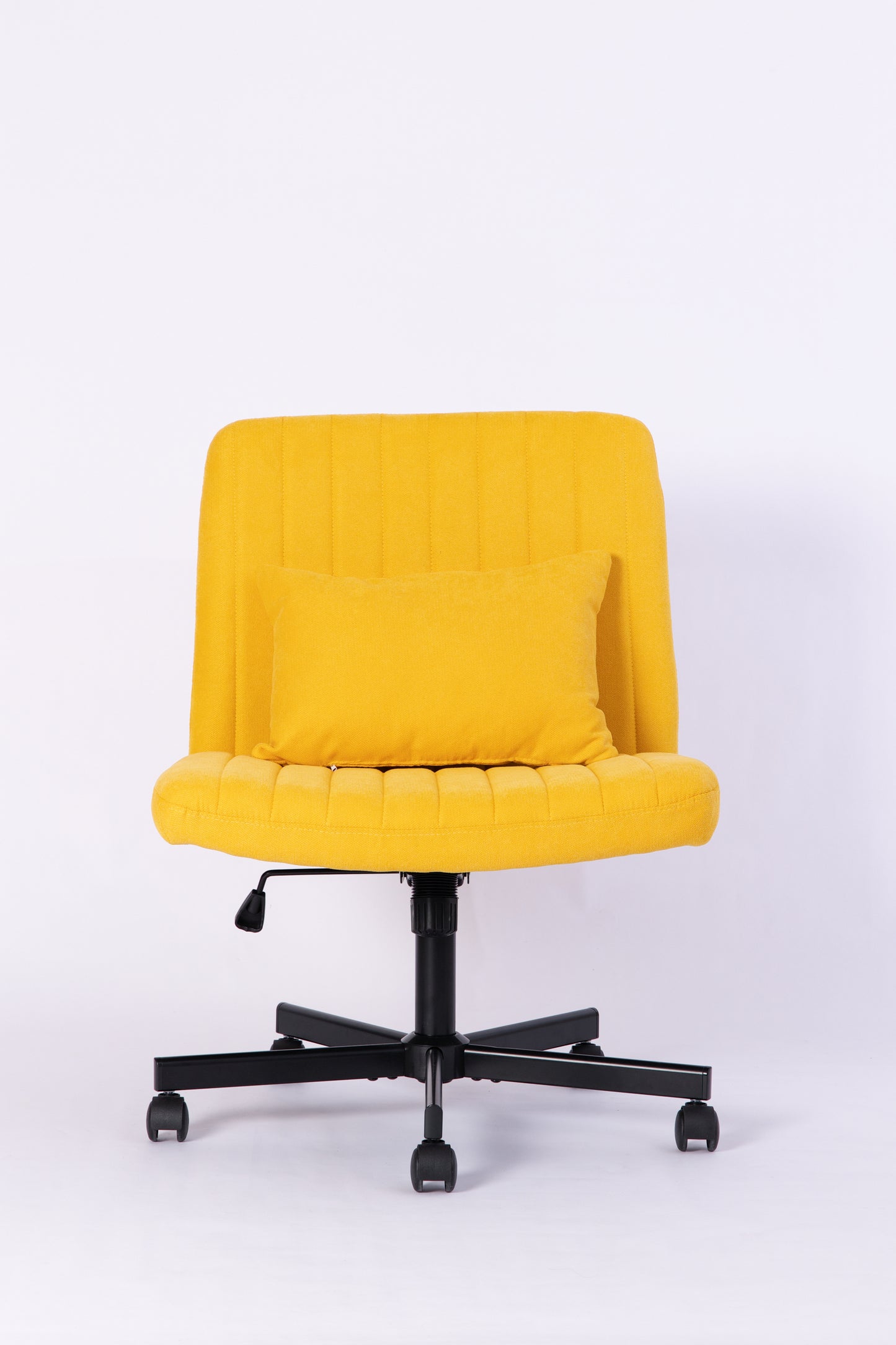 Yellow Linen Criss Cross Office Chair with Wheels - Ergonomic Design