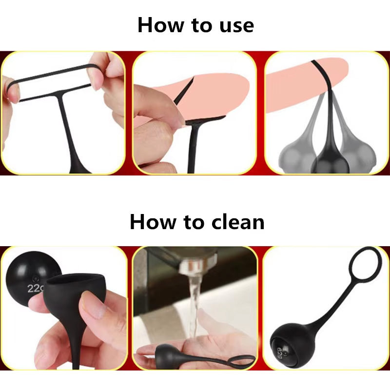 Male Muscle Training Ball Set - 4-Piece Tension Exercise Kit - Black