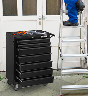24.2-Inch Metal Rolling Tool Cabinet with Drawers and Locking System