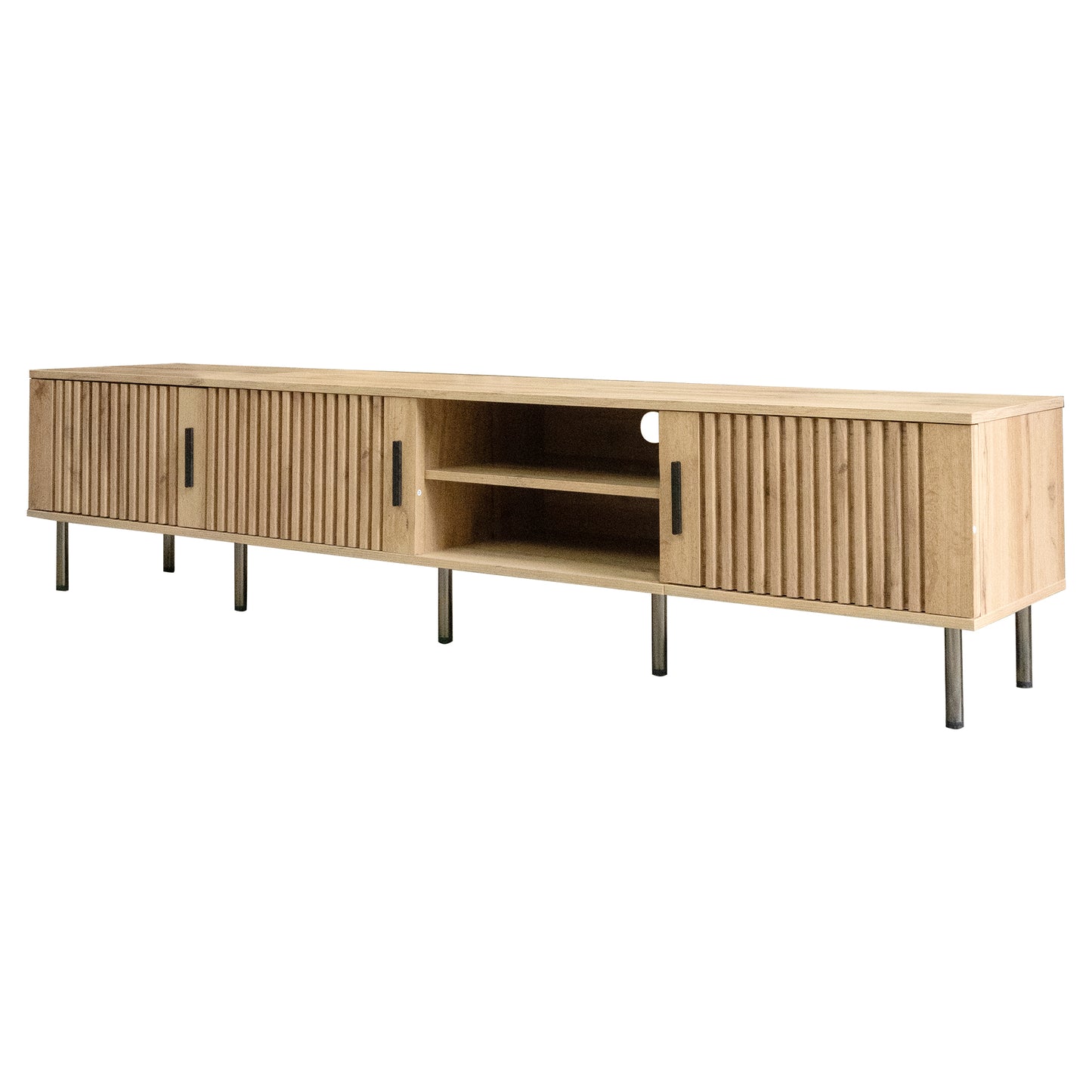 78-Inch Modern TV Stand for TVs Up to 85" - Natural Wood Finish