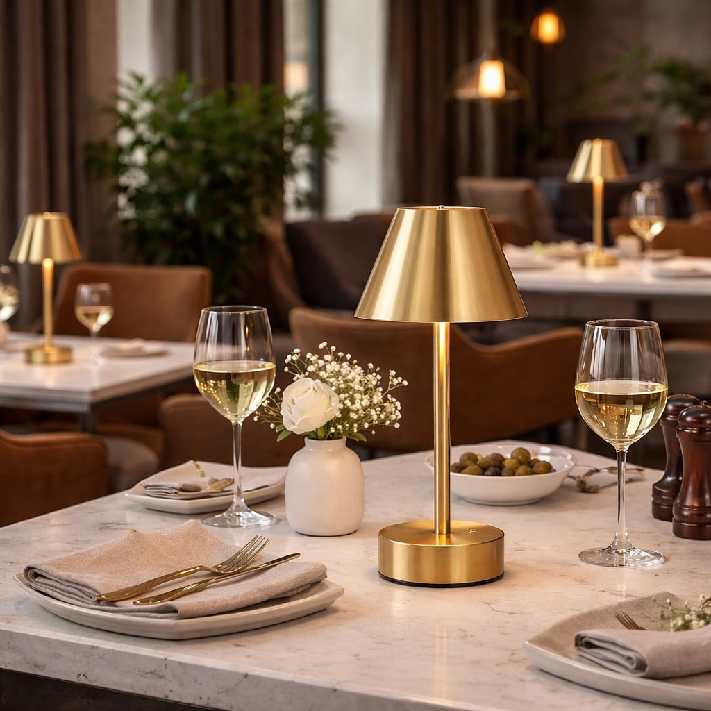 Elegance Rechargeable LED Table Lamp Plated Brass Touch Switch