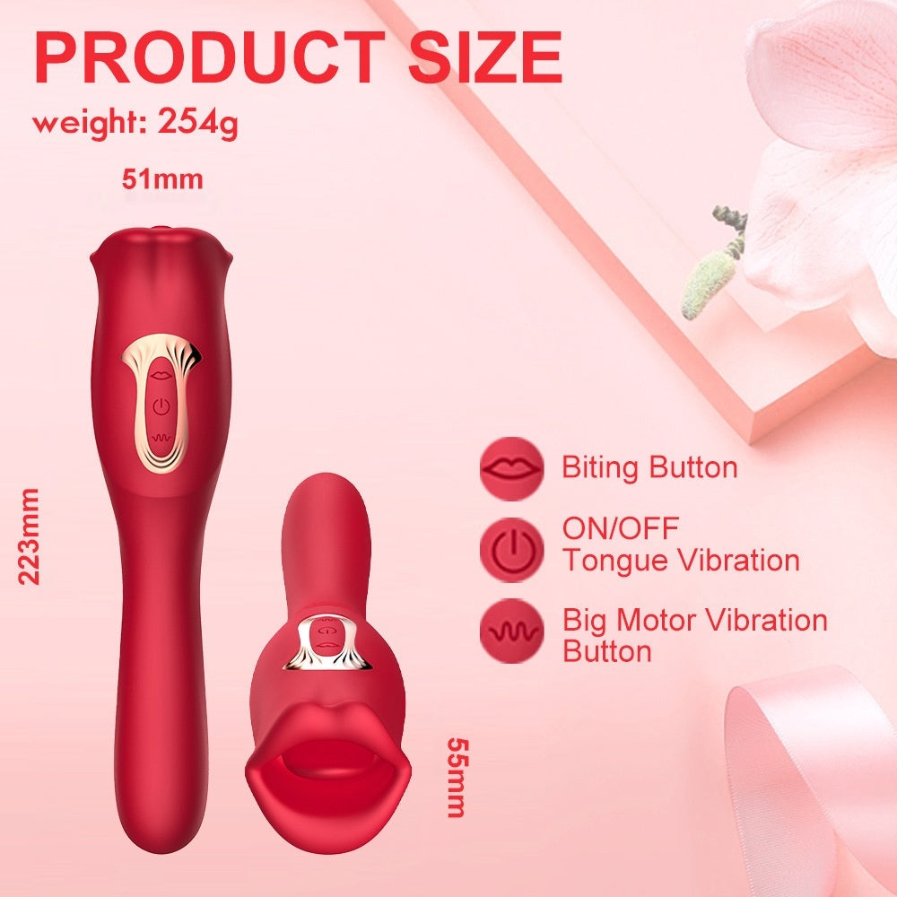 Three-in-One Female Mouth Toy - Red, Adult Wellness, Manual Control