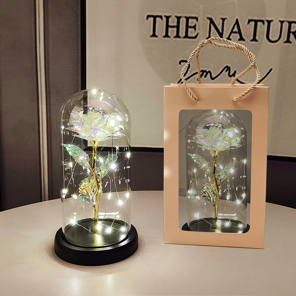 Valentine's Day Artificial Flower Glass Cover Lamp - Luminous Home Decor