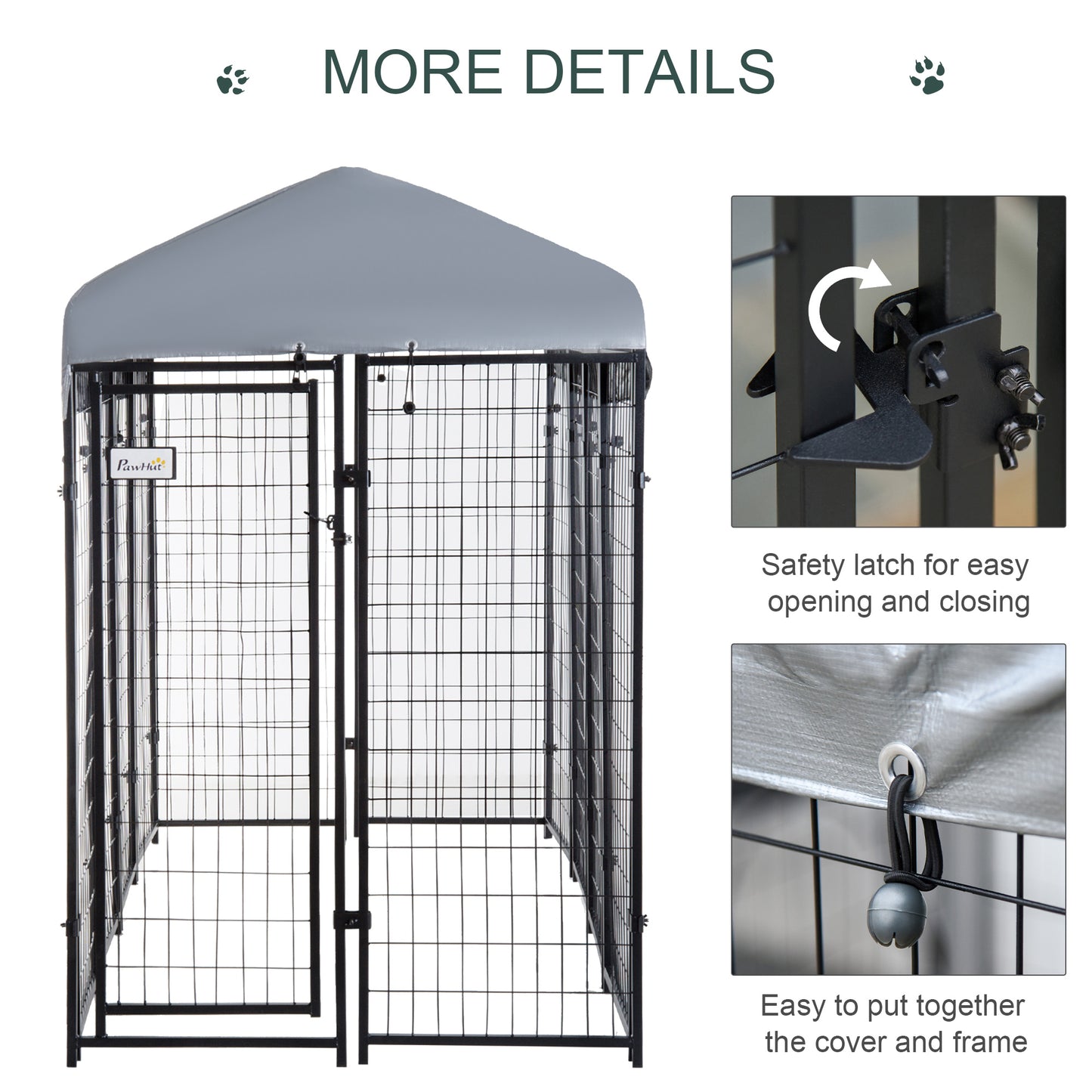 Heavy Duty Outdoor Dog Kennel with Roof, UV-Resistant Waterproof Cover, Large Enclosure for Large Dogs
