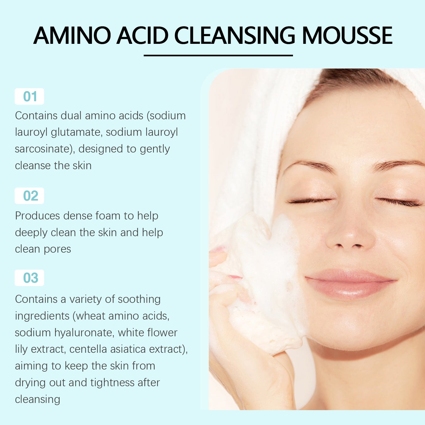 Amino Acid Cleansing Mousse - Gentle Hydrating Facial Foam Wash 120ml