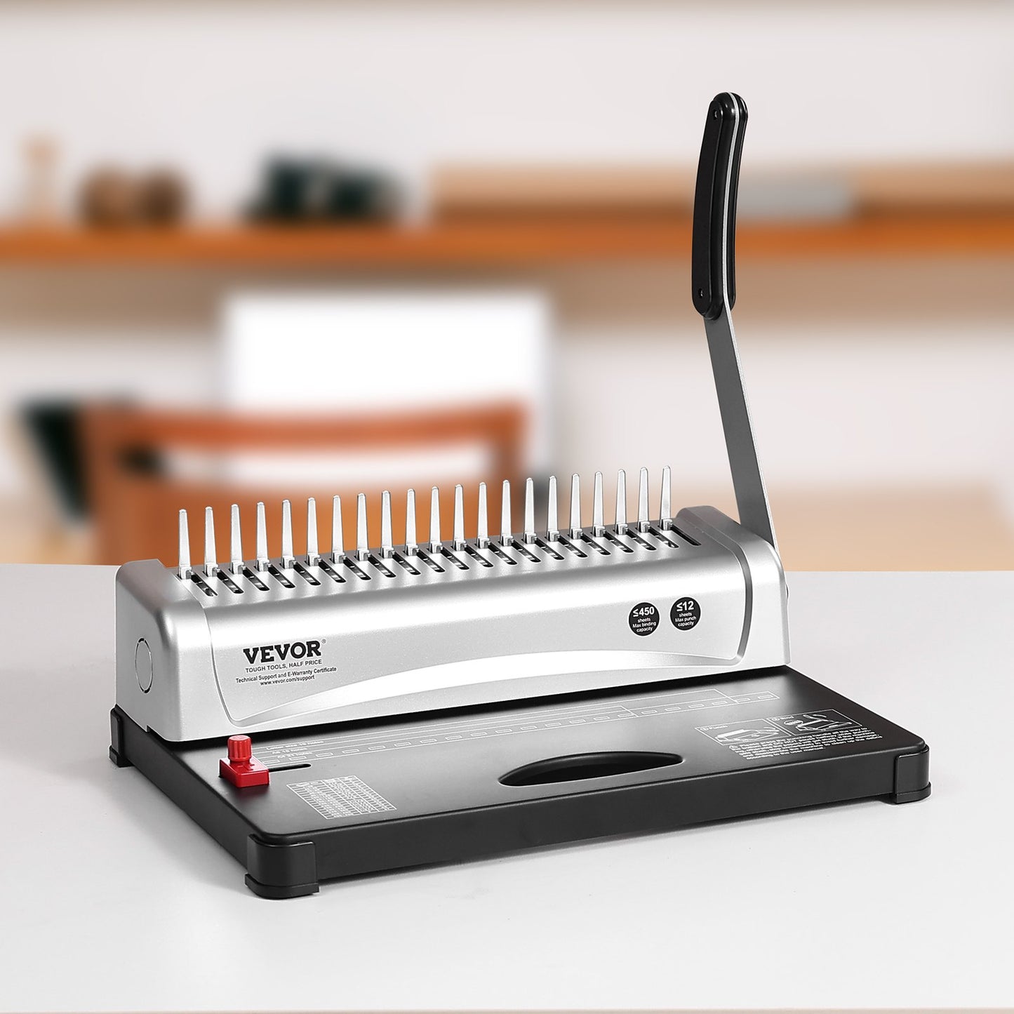 Comb Binding Machine for 450 Sheets - 21-Hole Binder with 100 Spines