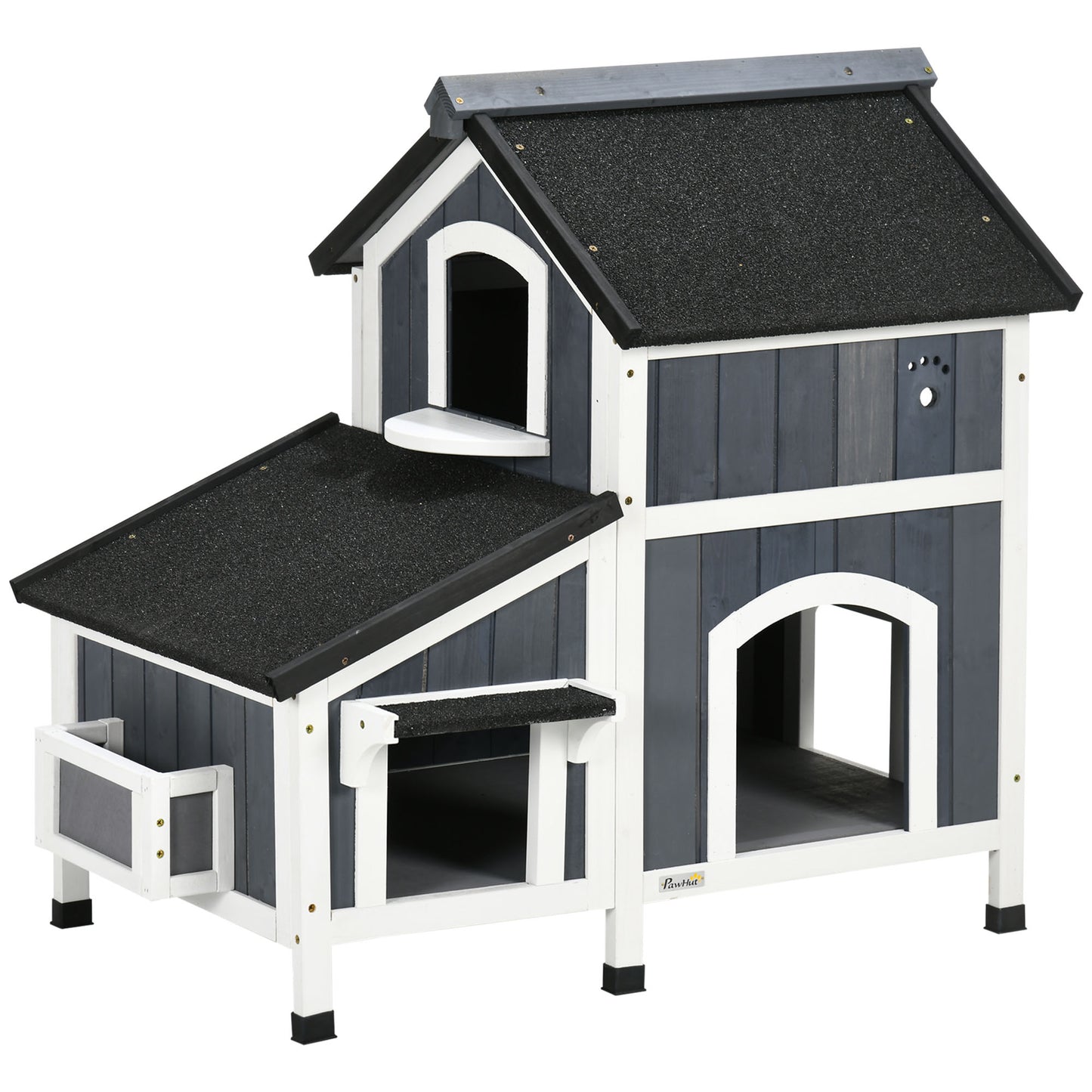 Outdoor Cat House with Weather-Resistant Roof & Garden Bed - Gray, 850x590x230mm