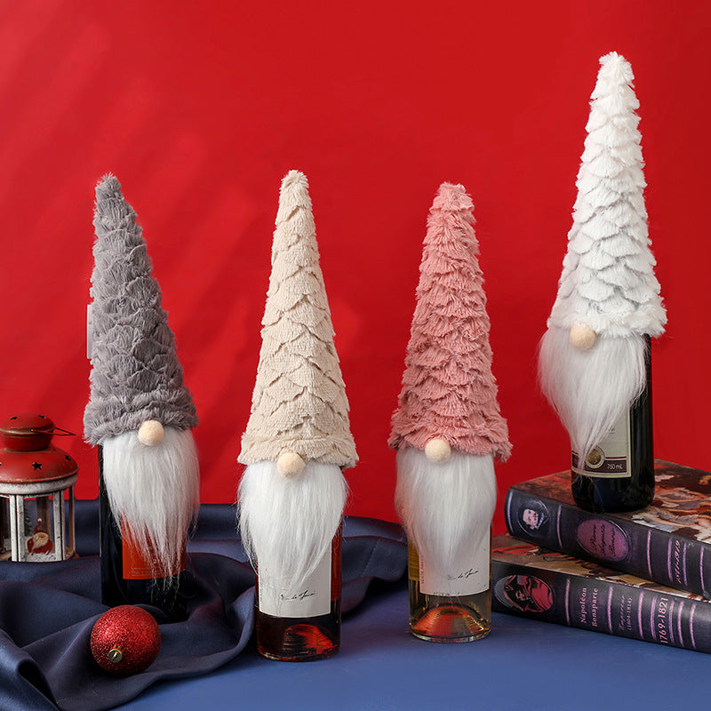 Faceless Old Man Doll Wine Bottle Cover Christmas Decor Set - Multiple Variants