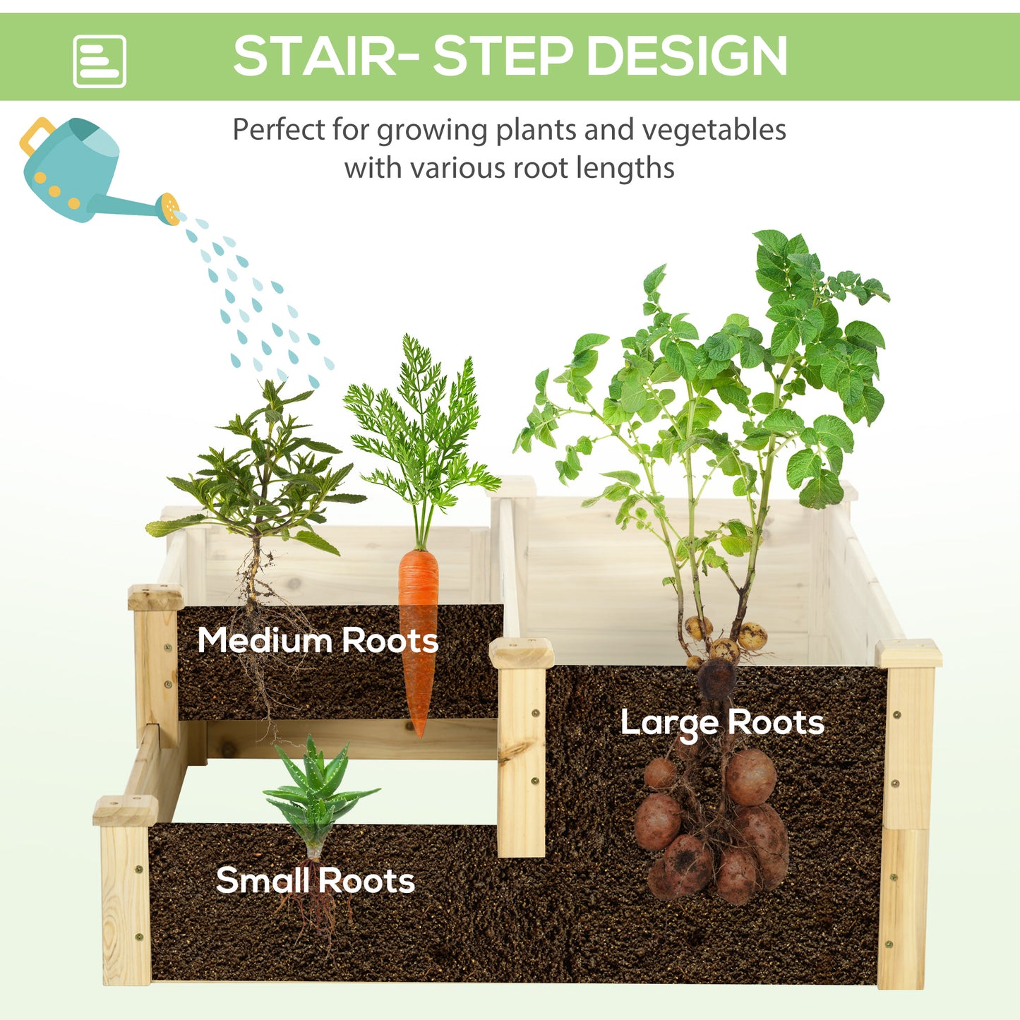3-Tier Raised Wooden Garden Bed Planter Box Outdoor Planting Garden Bed
