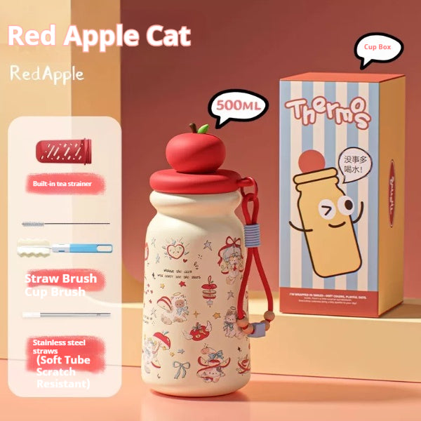 Insulated Stainless Steel Straw Cup for Pets with 500ml Capacity - Keep Drinks Fresh