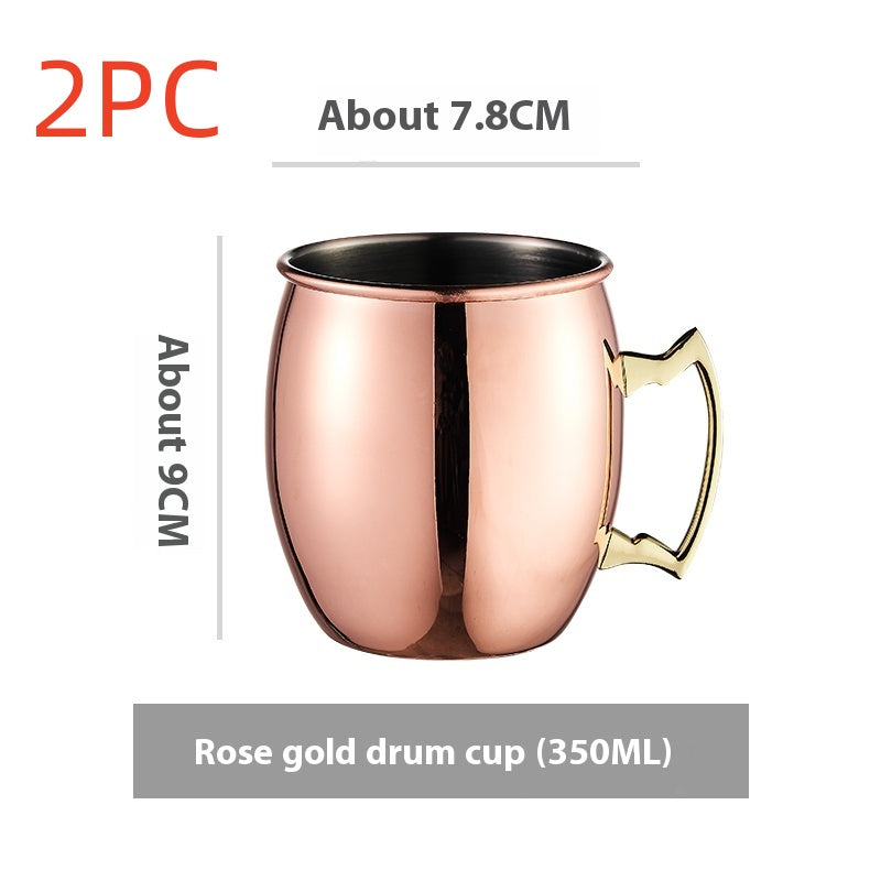 Stainless Steel Moscow Mule Cup Set - Copper Plated Drinkware for Bar & Home