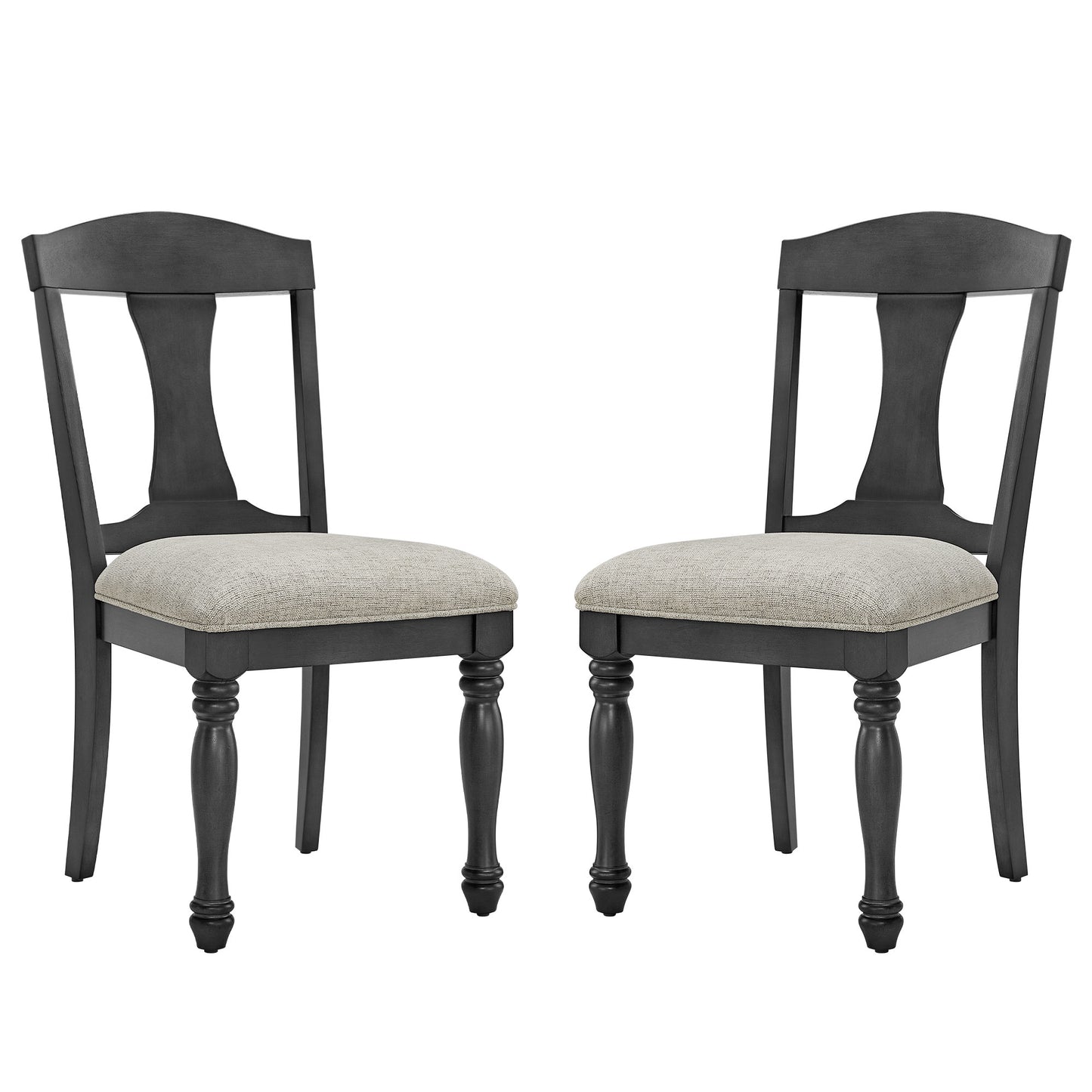 Mid Century Dark Oak Upholstered Dining Chairs - Set of 2