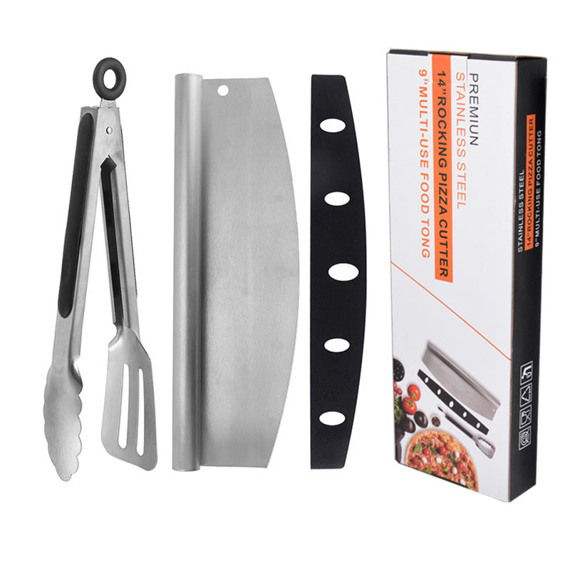 Multifunctional Aluminum Pizza Shovel & Cutter Set - Stainless Steel