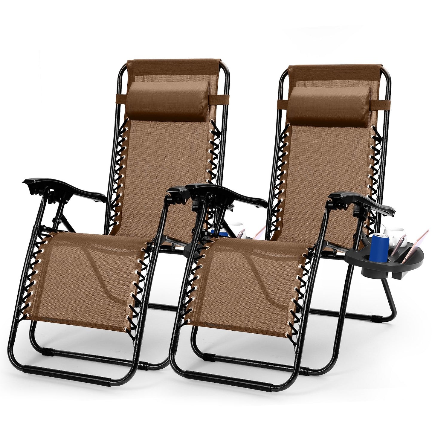 Zero Gravity Lounge Chairs - Adjustable Reclining, 330lbs Capacity, 2-Pack