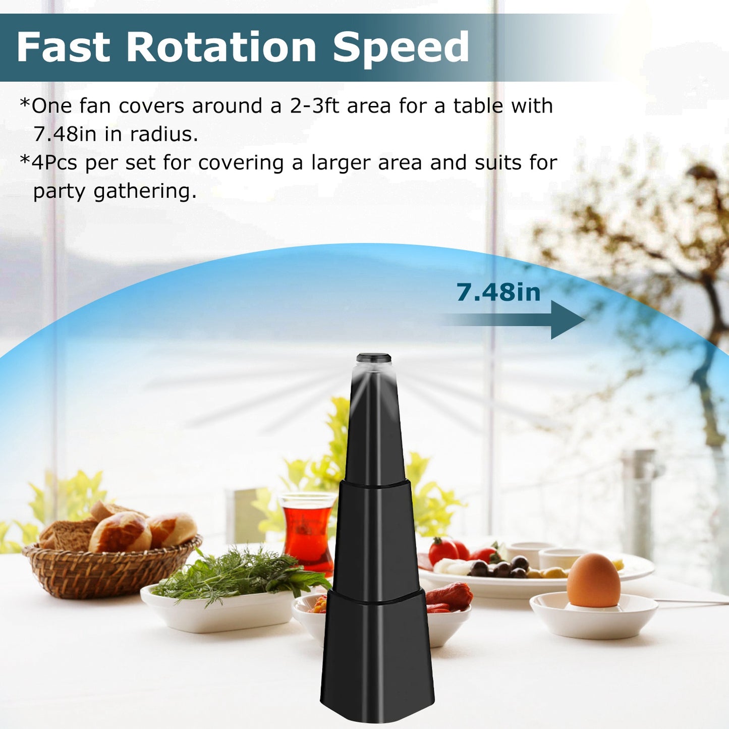 4-Pack Battery-Powered Fly Repellent Fan for Outdoor Dining