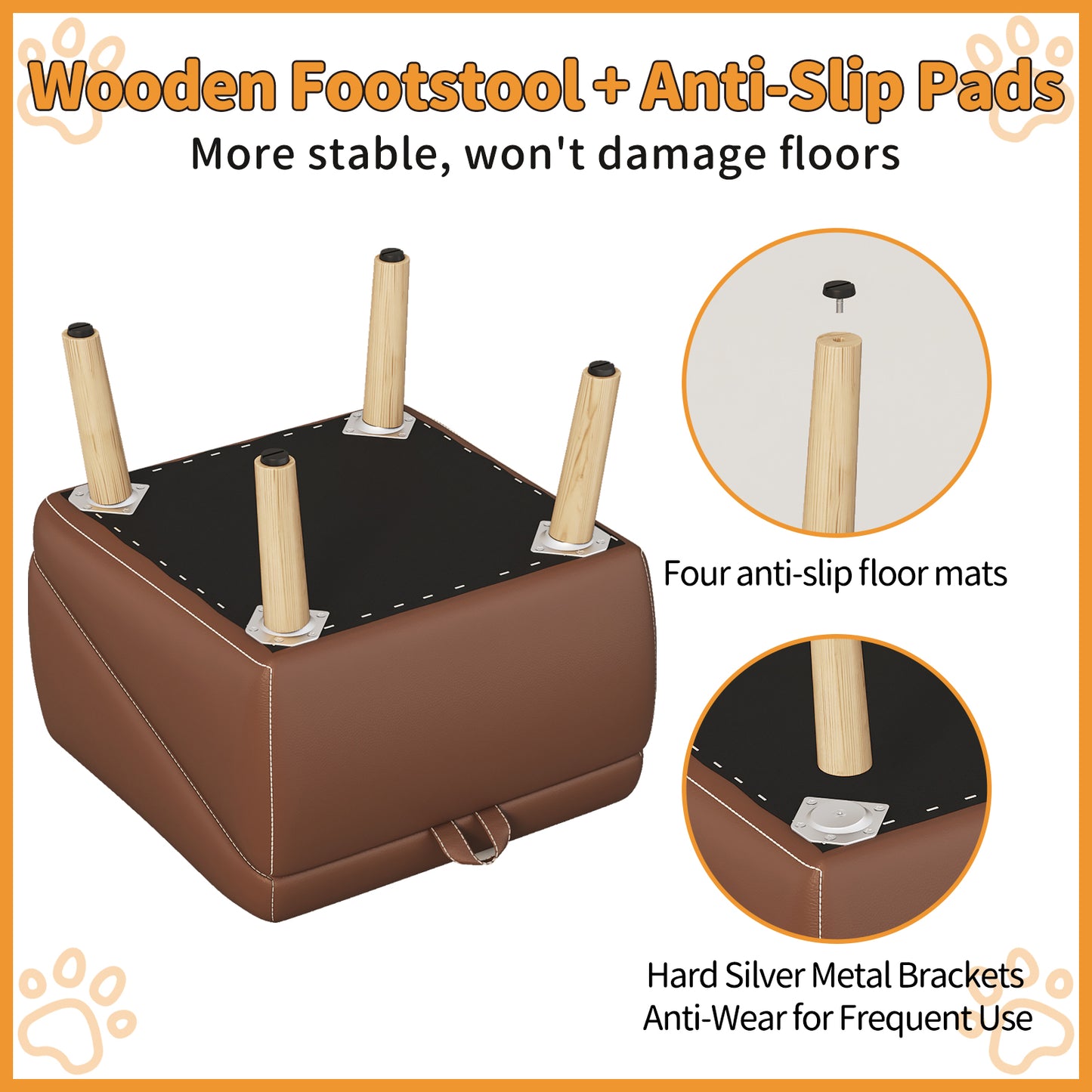 Foldable Dog Stairs for Small Dogs and Cats - Wooden Pet Ramp for Couch & Bed, Brown