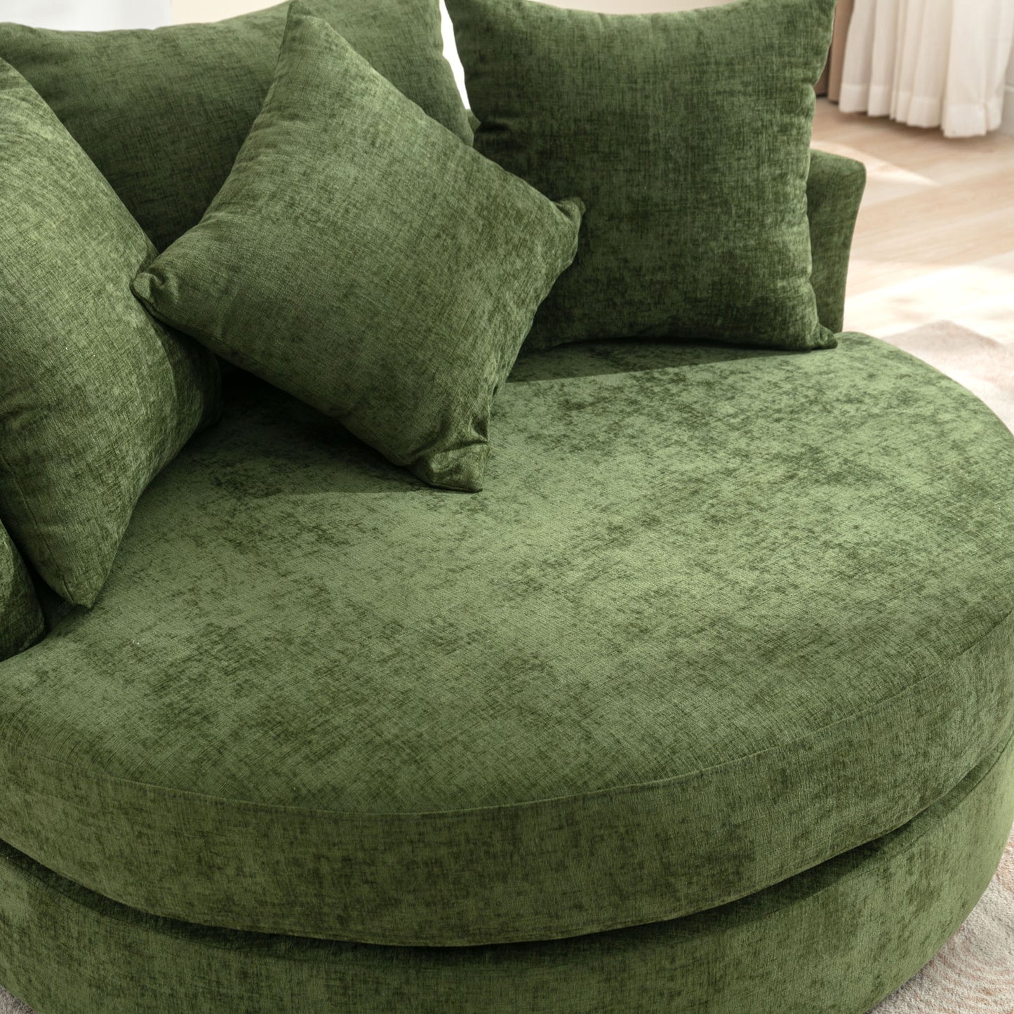 360° Swivel Accent Barrel Chair with Storage Ottoman & 4 Pillows - Green