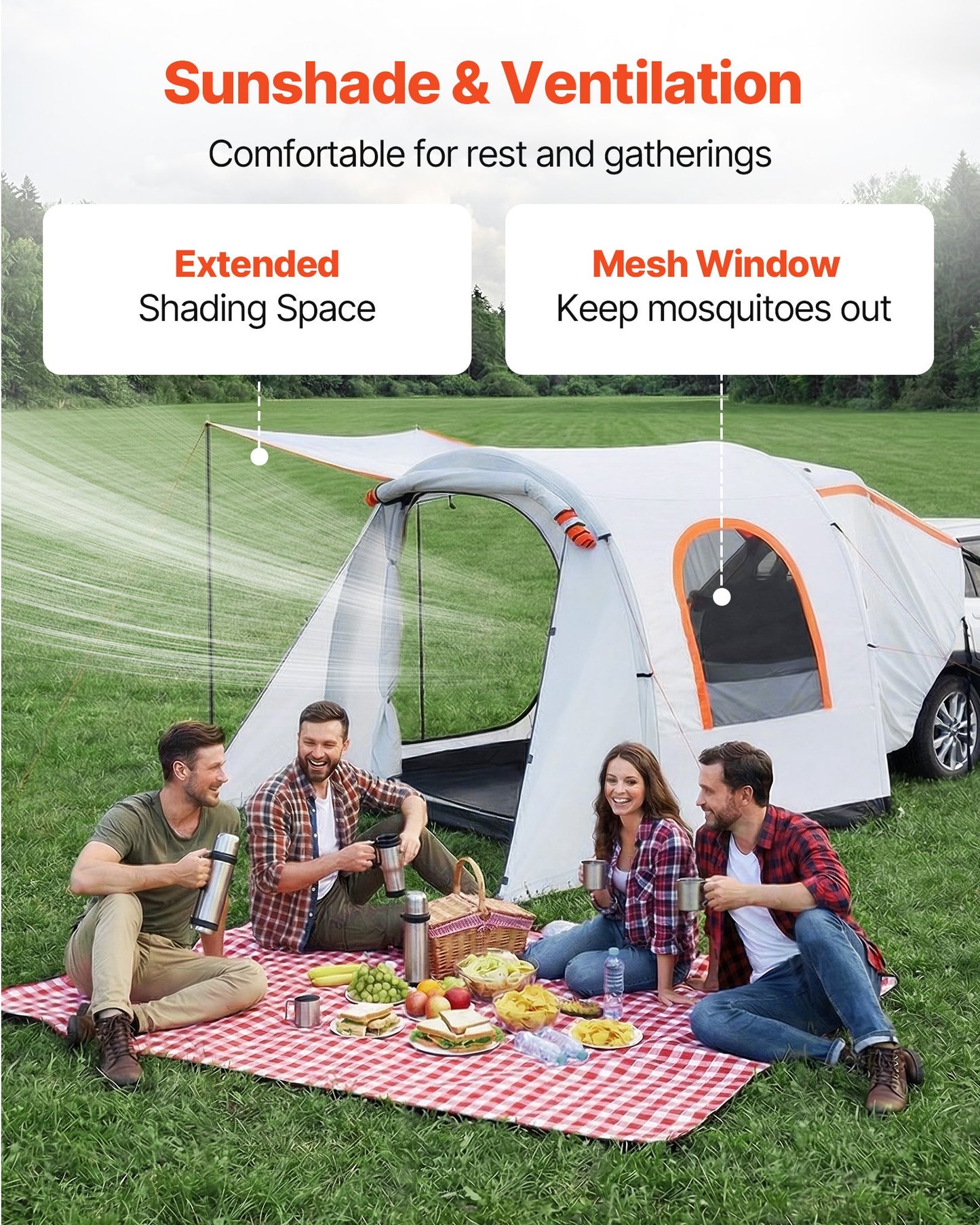 Inflatable SUV Tent with Awning - Waterproof Tailgate Camping Shelter 8x6.7 ft