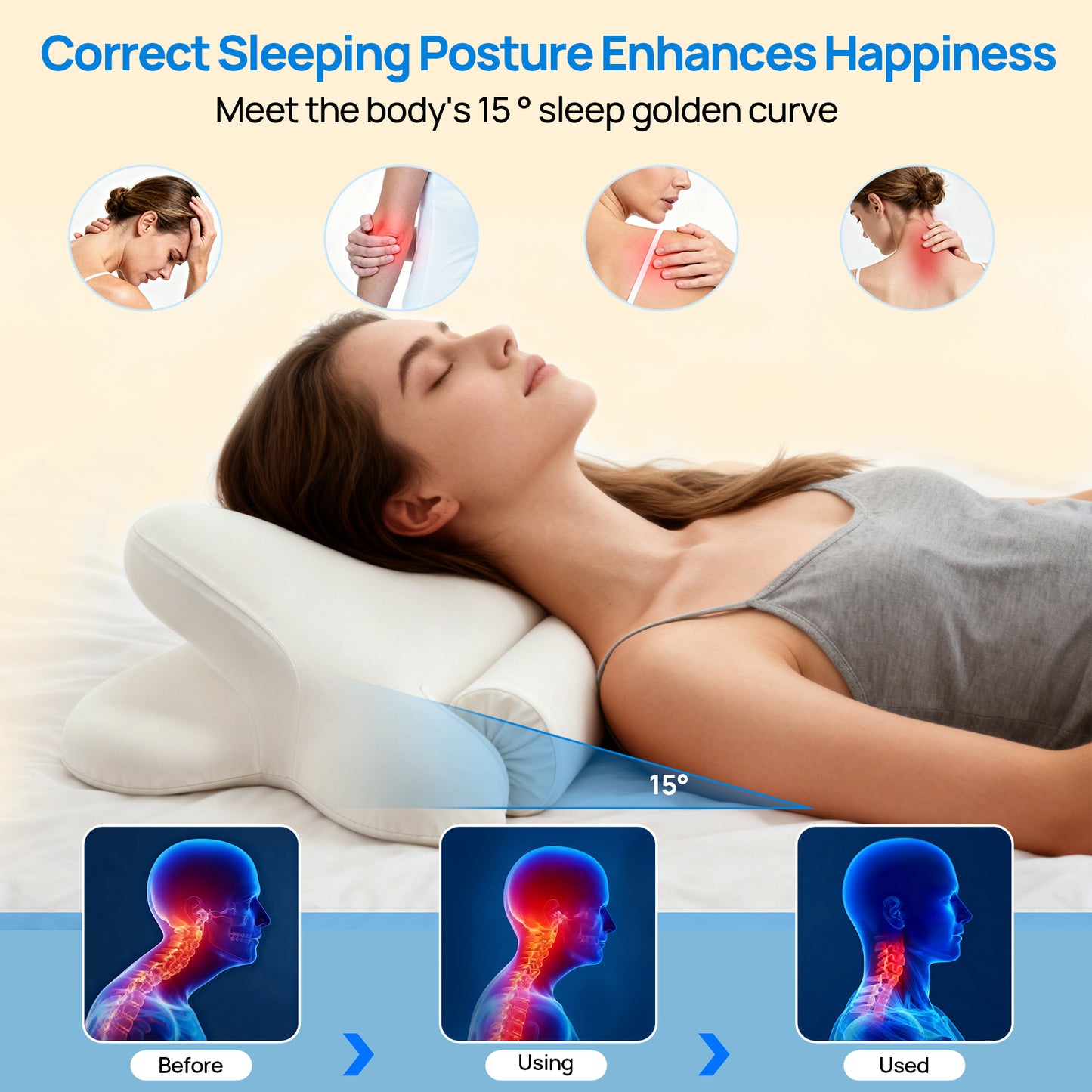Cooling Ergonomic Memory Foam Neck Pillow - Multiple Variants