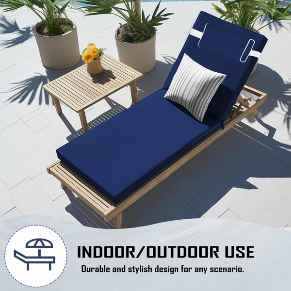 Waterproof Outdoor Chaise Lounge Cushion - 72x21x3 Inches