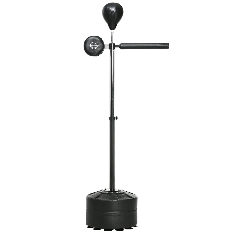 Freestanding Boxing Speed Bag with Reaction Bar - Jet Black
