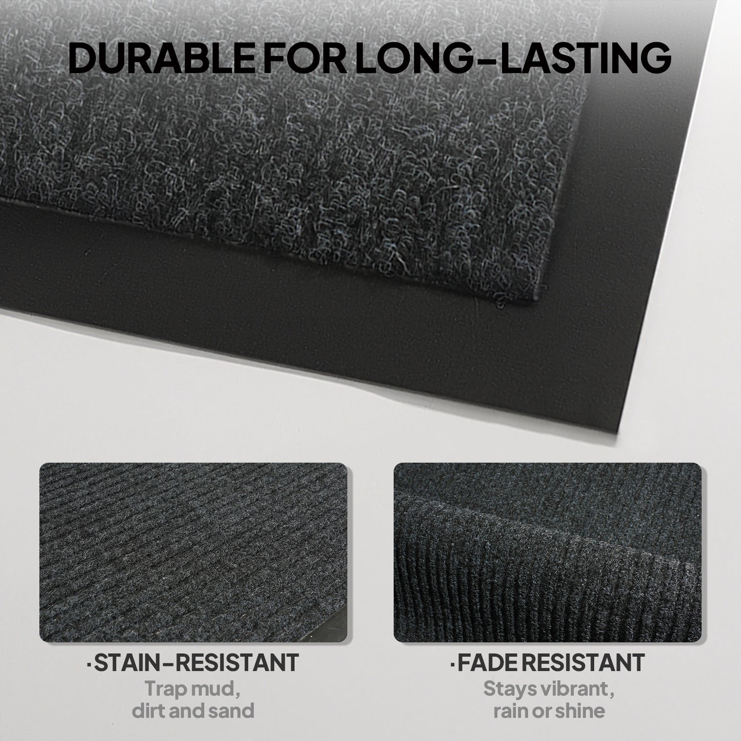 Heavy-Duty Dark Gray PVC Composite Entrance Mat - 90x120cm