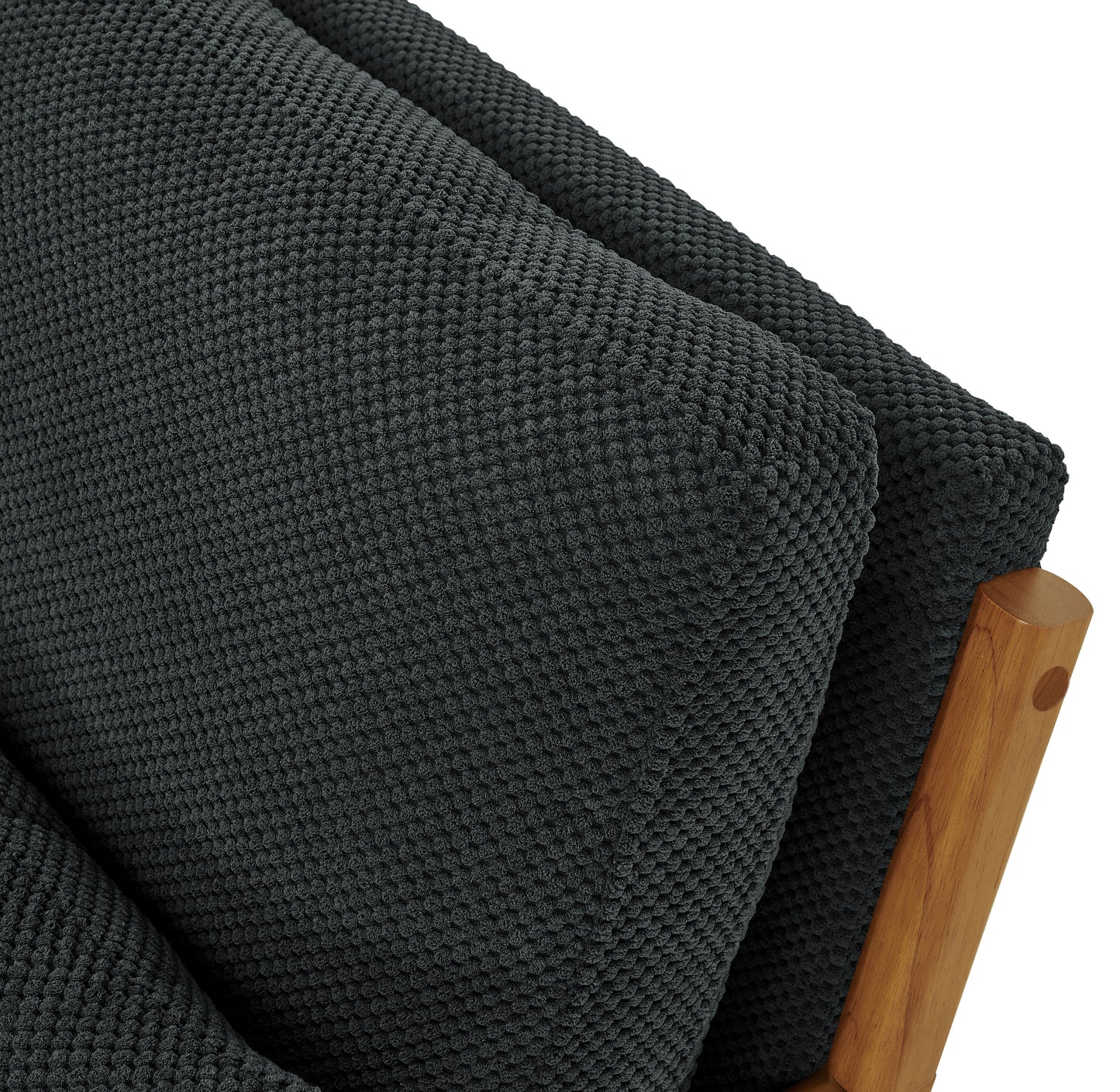 Mid-Century Modern Wooden Lounge Chair - Dark Gray Fabric