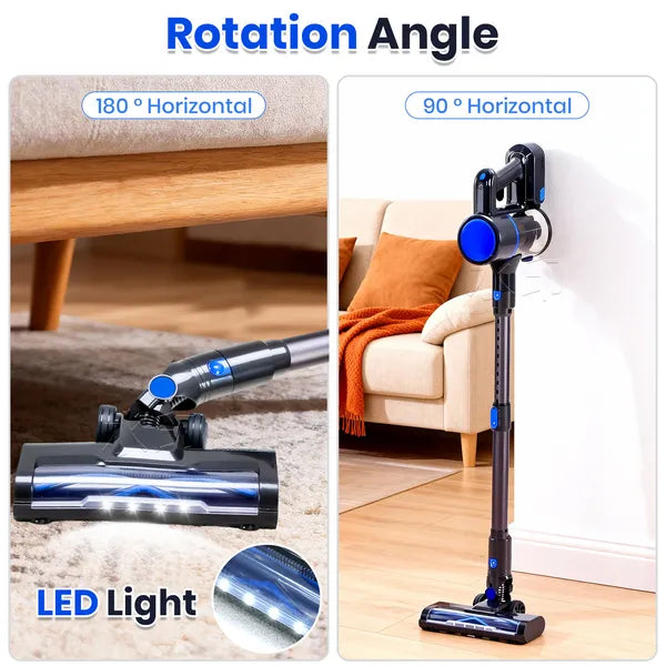 Cordless Stick Vacuum Cleaner with LED Light, Rechargeable & Lightweight