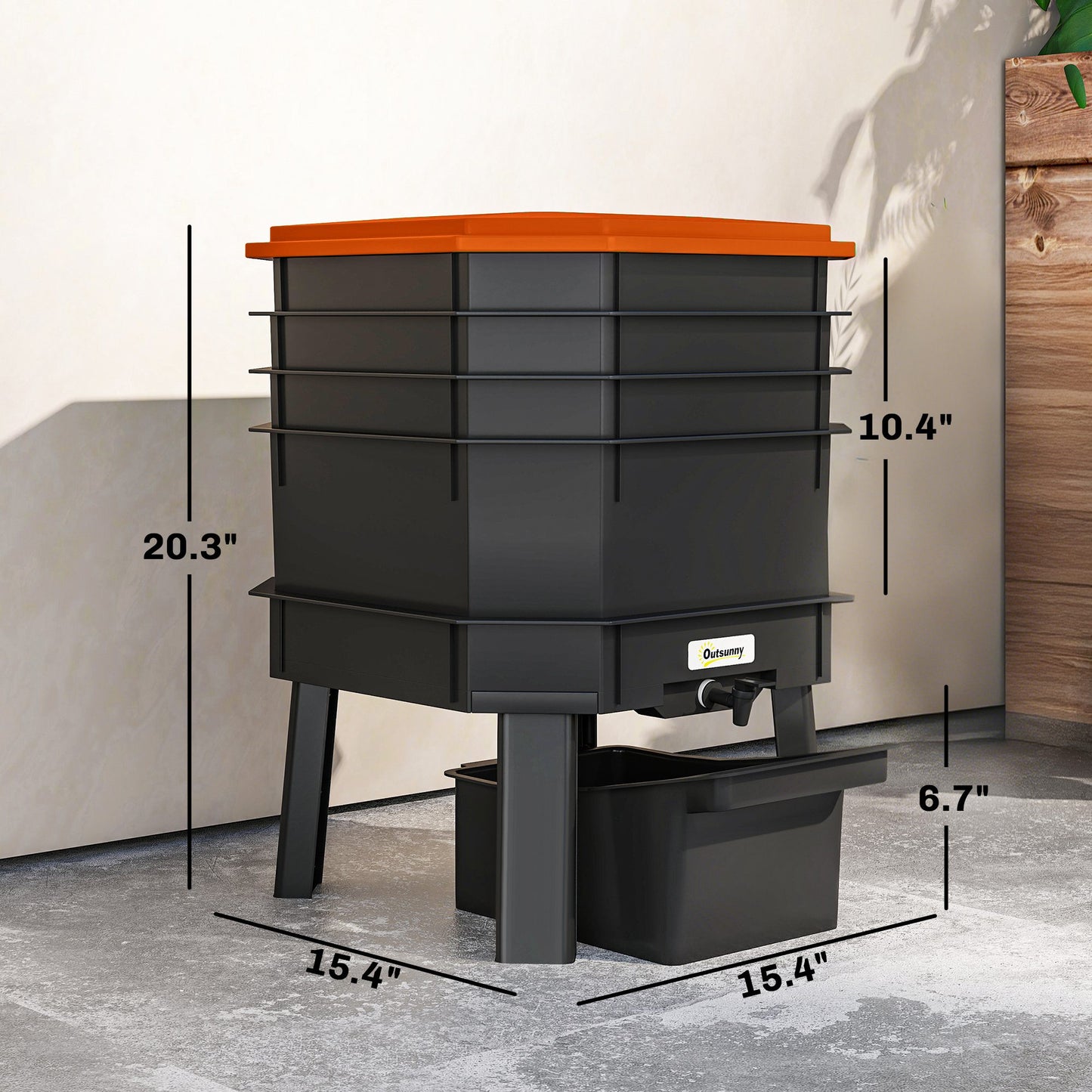 Outdoor & Indoor Worm Composter Bin 7.4 Gal - Multi-Tier Food Waste Recycling