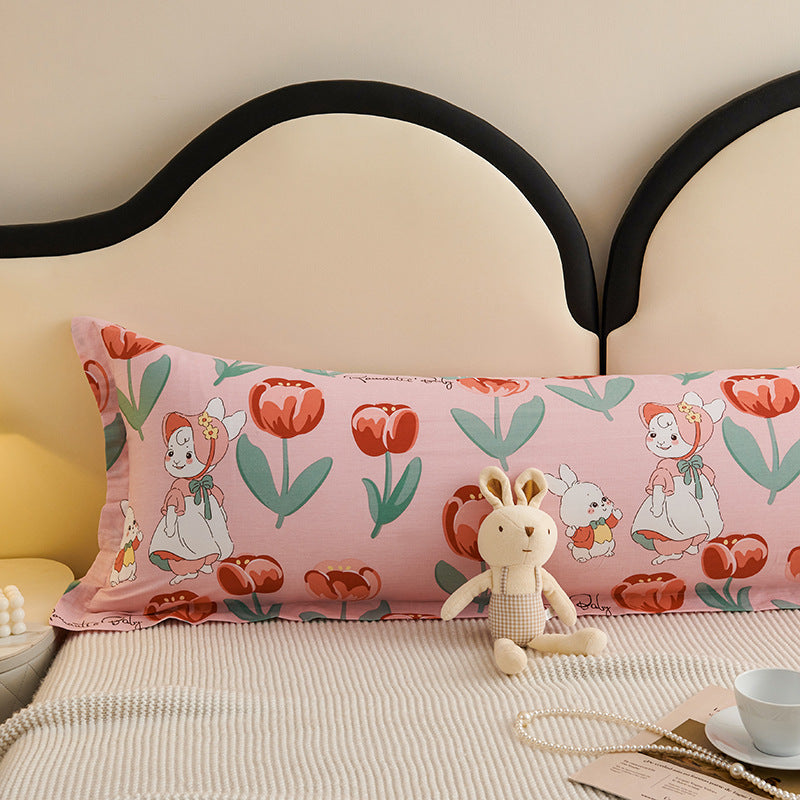 Double Cotton Pillowcase with Cartoon Prints - 48x120cm Home Textiles