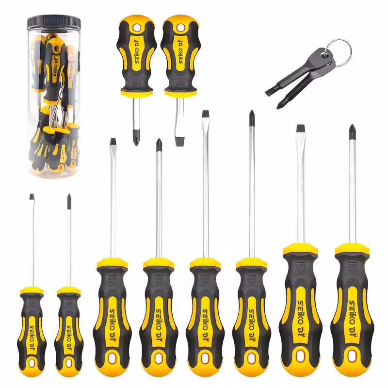 10-Piece Screwdriver Set with Handle and Portable Bits for Home Repairs