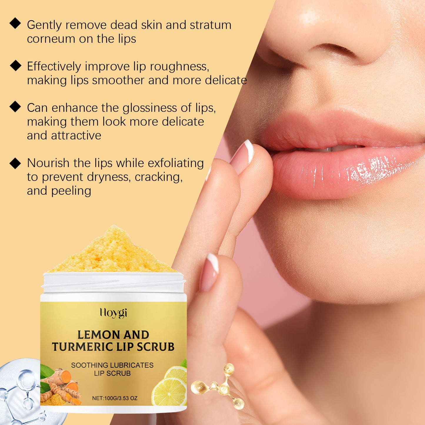 Turmeric Lemon Lip Scrub - Hydrating and Exfoliating Lip Care Treatment