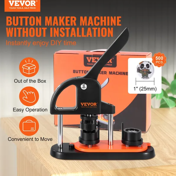 Button Maker Machine with 500 Button Parts & Panda Magic Book