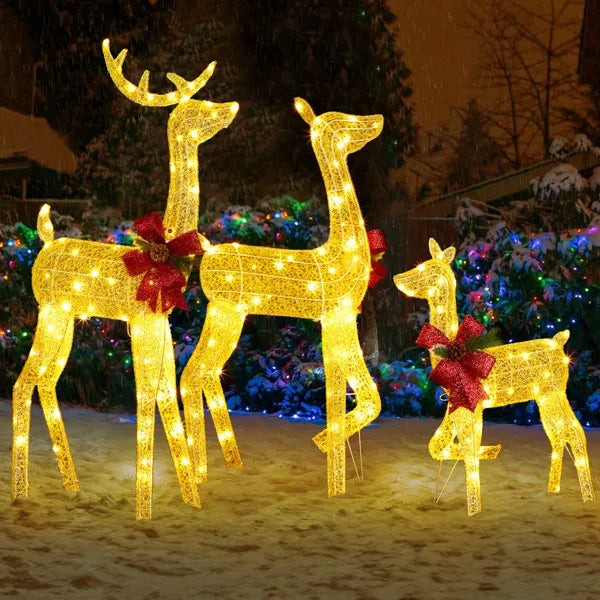 Lighted Christmas Reindeer Family Set - 3-Piece Outdoor Decor