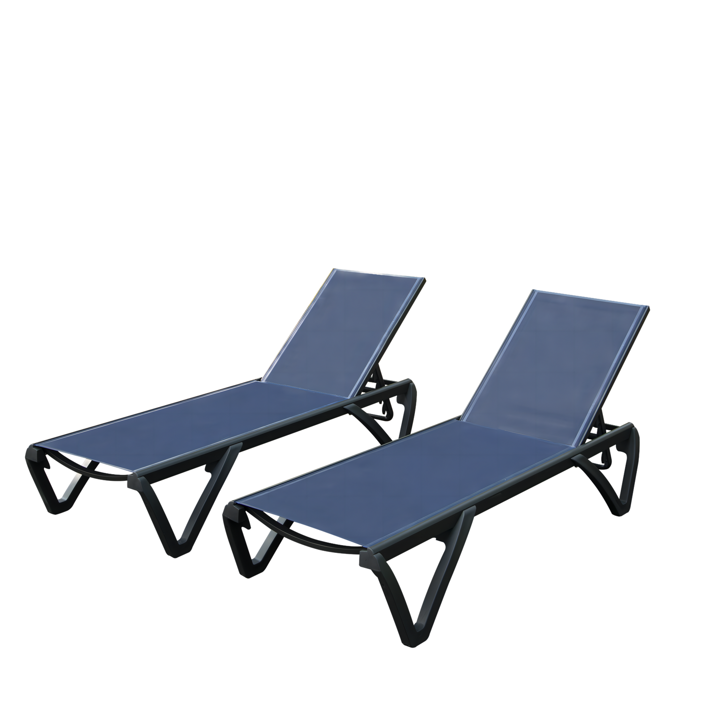 Outdoor Lounge Chair, 2 Pieces Aluminum Plastic Patio Chaise With 5