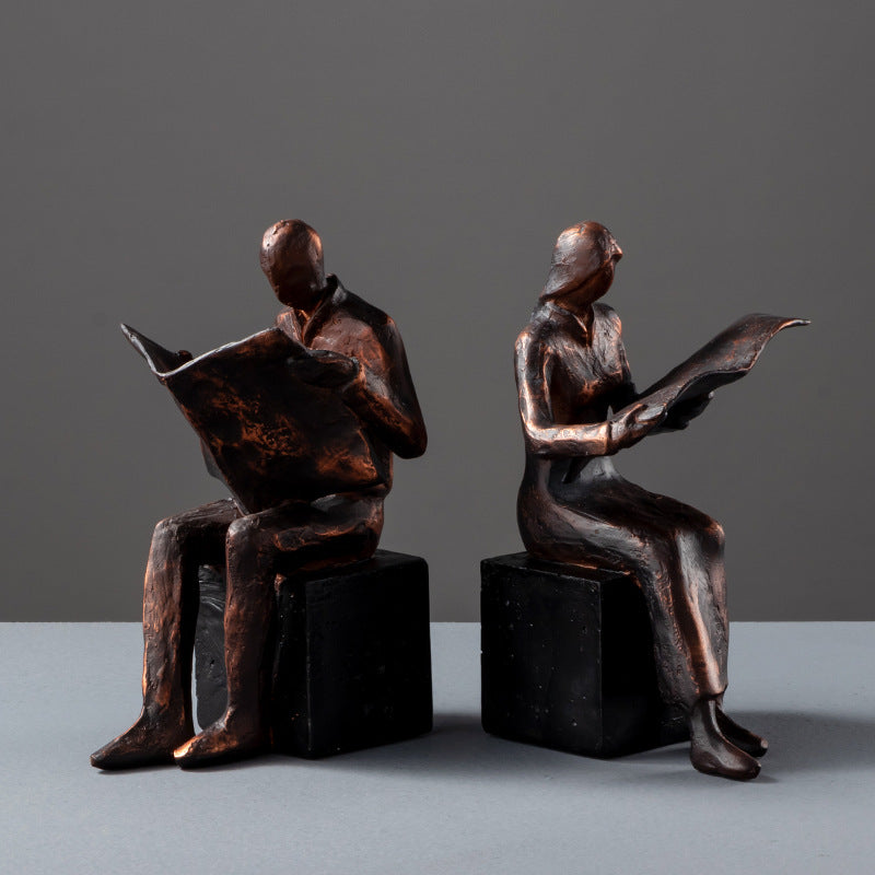 European Retro Reader Figure Ornaments for Home Decor - Resin Figurines