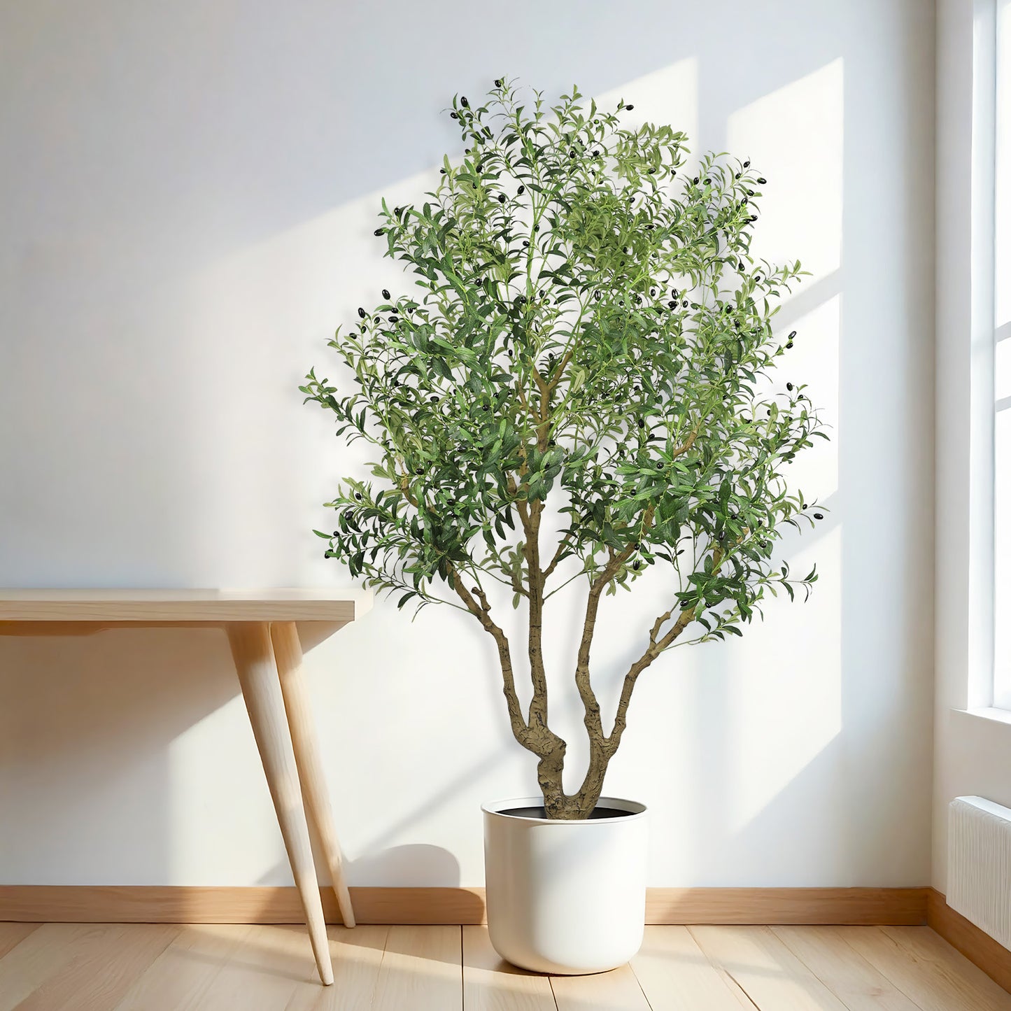 8FT Tall Artificial Olive Tree - Lifelike Faux Potted Plant