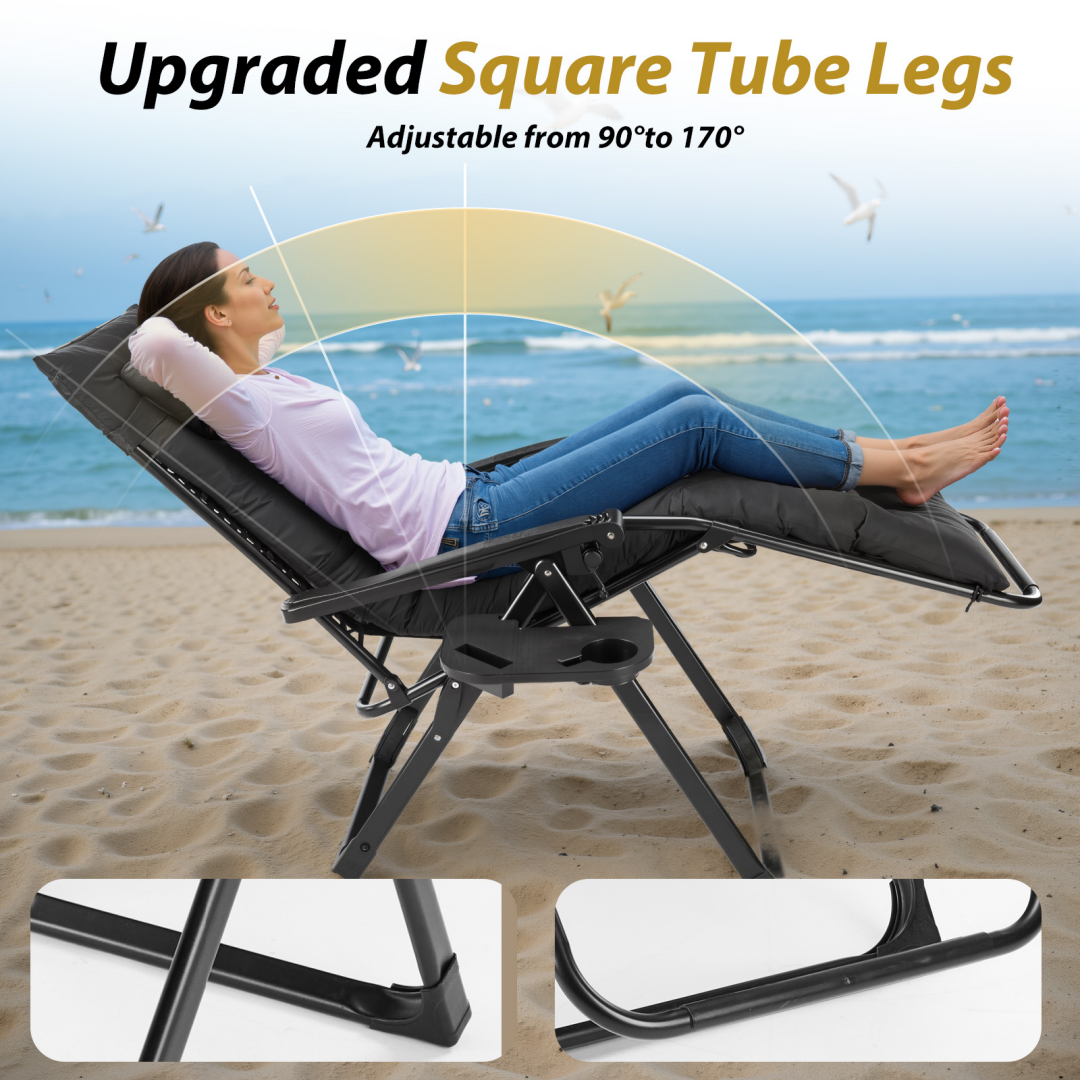 Zero Gravity Reclining Camping Chair with Cup Holder & Cushion