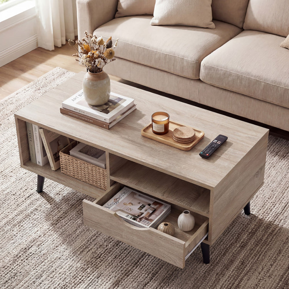 Coffee Table With Storage Rustic Rectangle Center For Living Rooms,