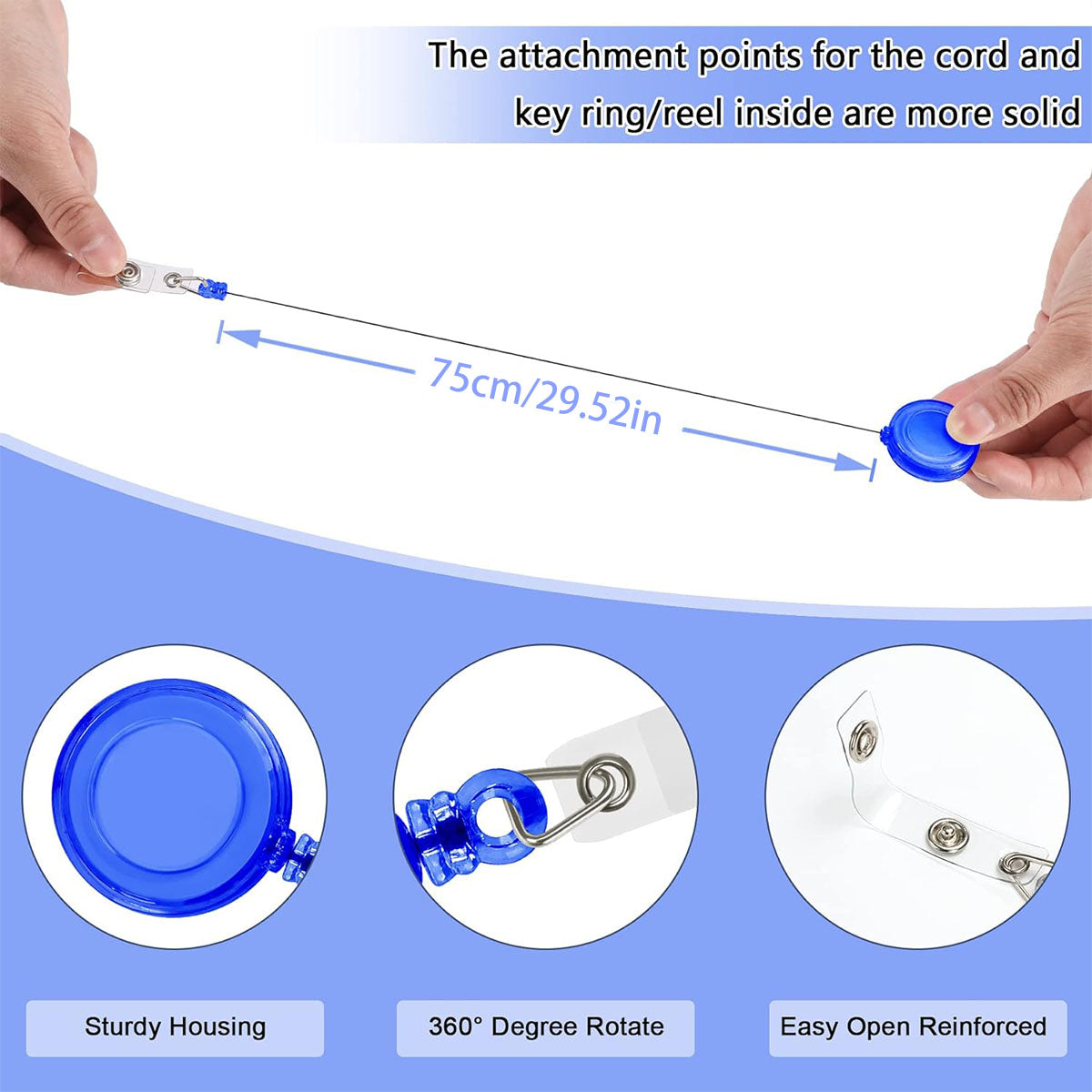 10 Pcs Colorful Retractable Badge Holders - 29.5 Inch