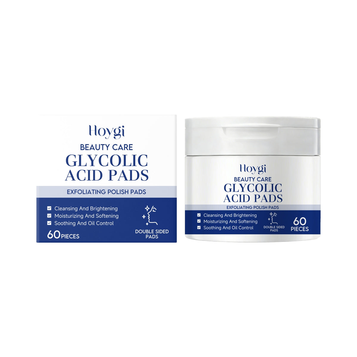 Glycolic Acid Facial Pads - Gentle Moisturizing & Skin Cleansing, 60 Pieces
