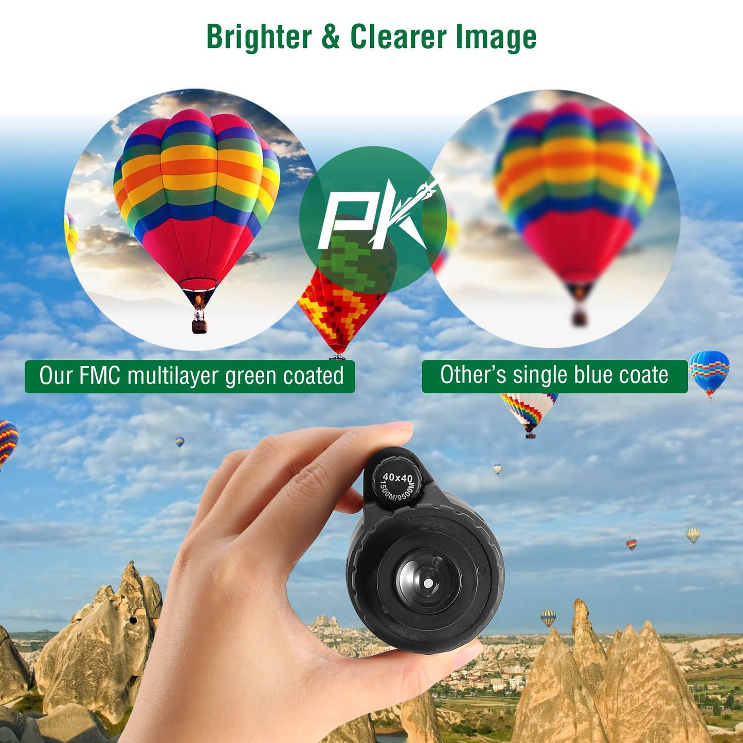 40x40 HD Monocular Telescope with Tripod & Phone Holder - Black