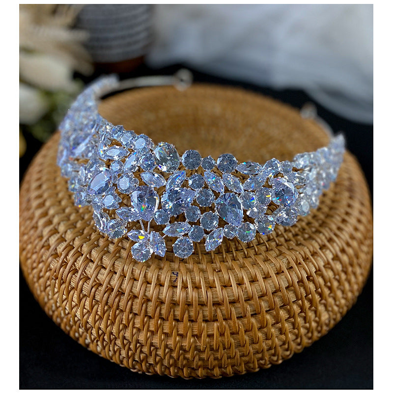 Silver Zircon Crown Hair Accessory for Weddings and Parties