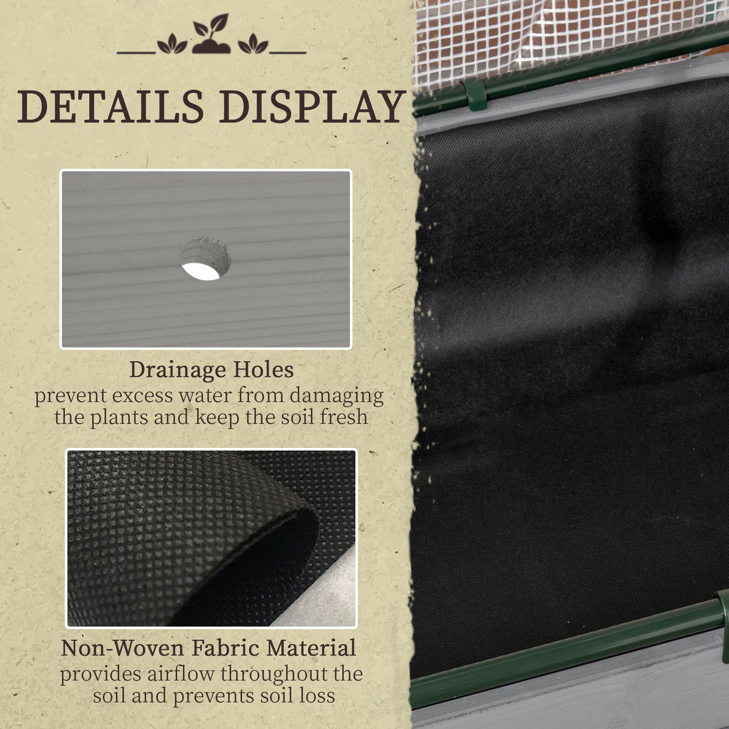 Raised Garden Bed with PE Greenhouse Cover for Herbs & Vegetables - 48x22x46 Inch, Dark Gray