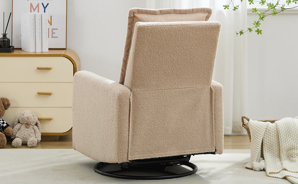 Swivel Rocker Recliner Chair - Teddy Fleece Oatmeal