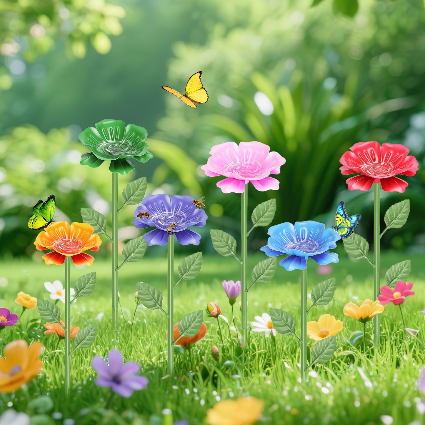 Pollinator Water Stakes - Flower Design Bee & Butterfly Waterer