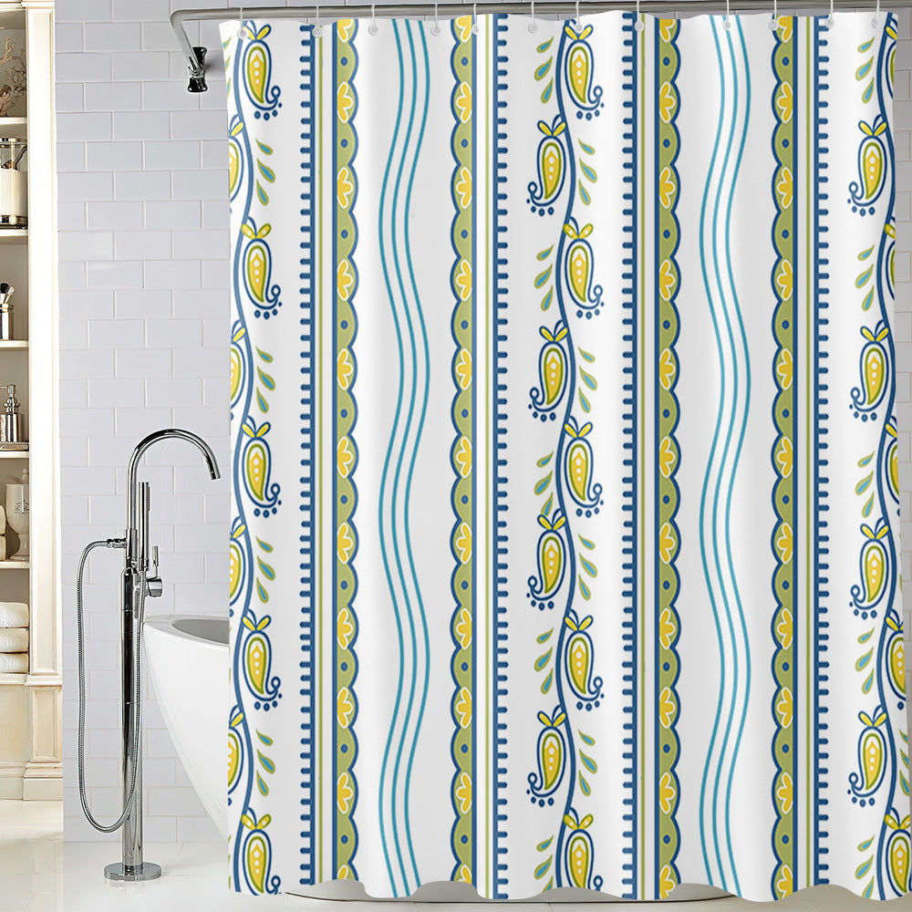 Bathroom Shower Curtain and Floor Mat Set - Polyester, Anti-slip, Modern Style