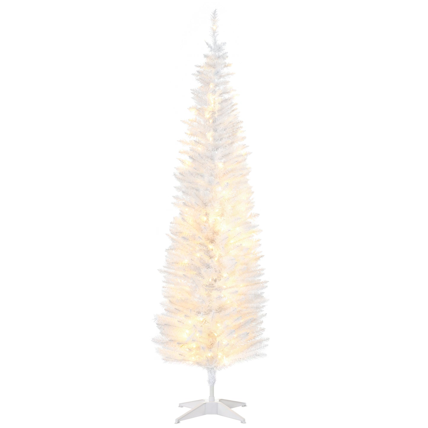 Slim 6ft White Christmas Tree with Warm White LED Lights