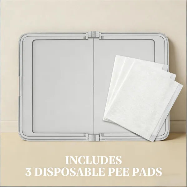 Foldable Dog Litter Box with Pee Pads — Portable, Easy to Clean, Non-Slip, for Indoor & Outdoor Use